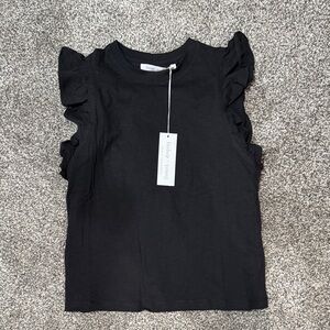 Black Ruffle Sleeve Top